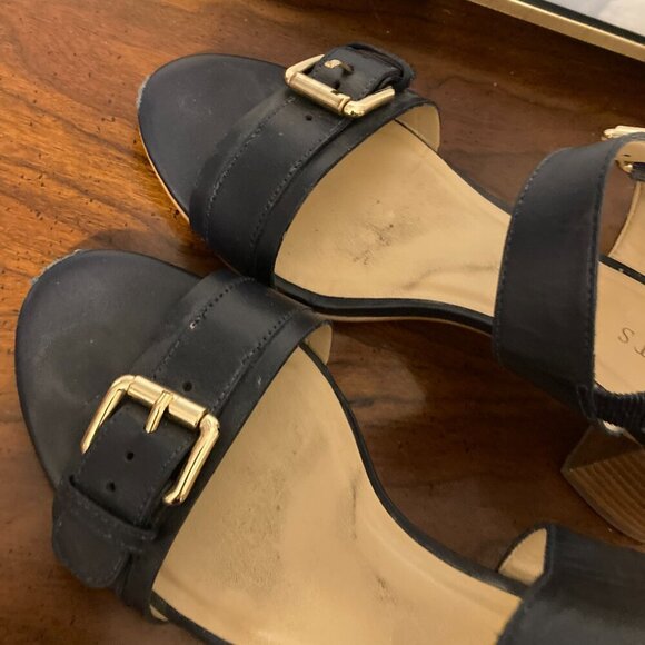 Talbots Black Kitten Heel Women Size 9 Open Toe Buckle Strap - Picture 4 of 12